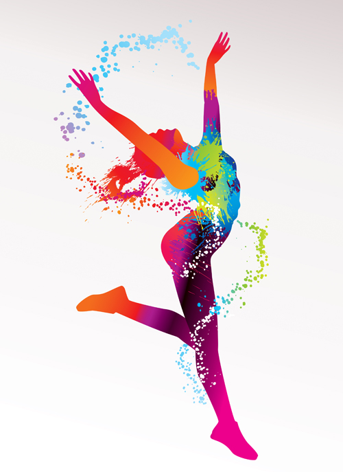 Colorful pint with dancers vector material 04 pint dancers colorful   