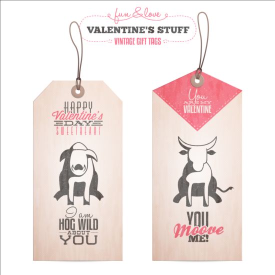 Valentines tags vintage vectors vintage valentines tags   