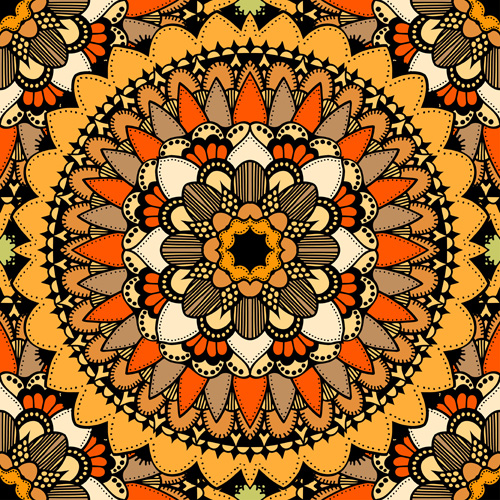 Mandala ornament pattern retro vector 01 Retro font pattern ornament Mandala   