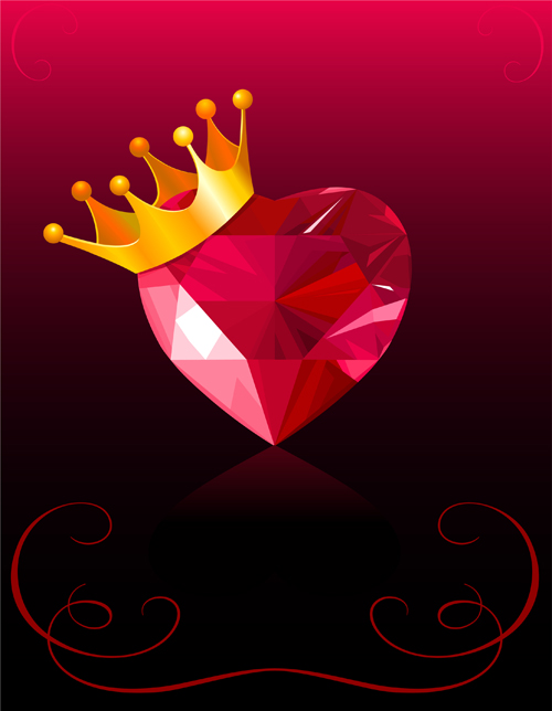 Shining diamond heart valentines day cards vector 10 valentines shining heart diamond day cards   
