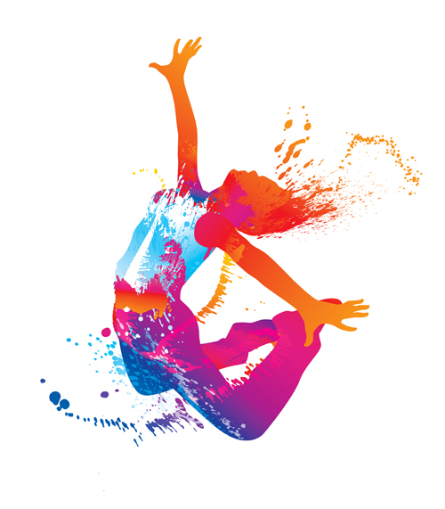 Colorful pint with dancers vector material 01 pint dancers colorful   