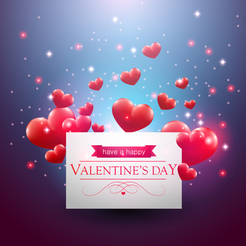 Romantic heart background with Valentines day card vector valentines romantic heart day card background   
