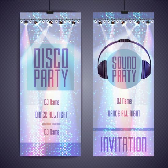 Shiny disco party invitation card vector 01 shiny party invitation disco card   