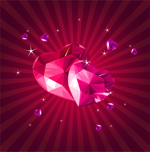 Shining diamond heart valentines day cards vector 07 valentines shining heart diamond day cards   
