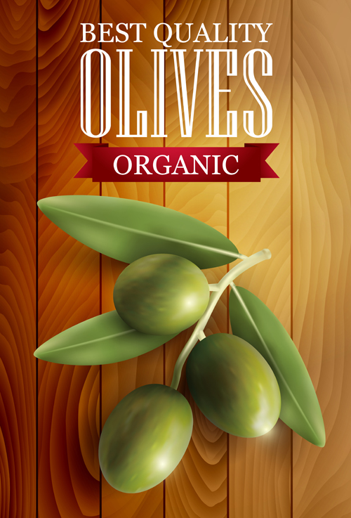 Organic olives with wooden background vector 01 wooden organic olives background   