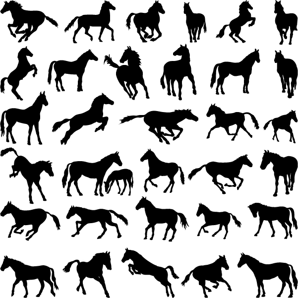 Vector horses silhouetters set 03 silhouetters horses   