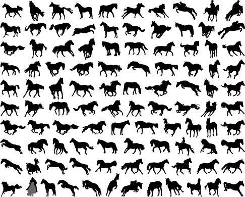 Vector horses silhouetters set 01 silhouetters horses   