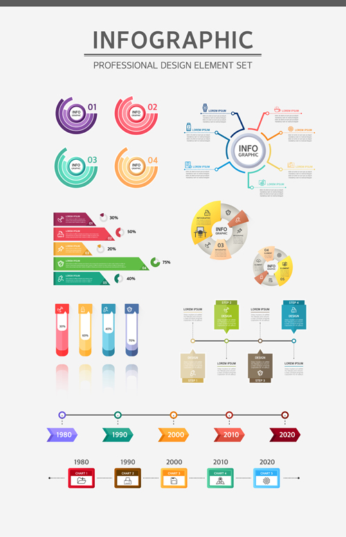 Infographic professional illustration vectors set 08 professional infographic illustration   