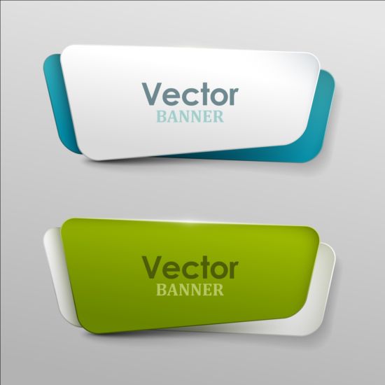 Colored paper banners set vector 02 paper colored banners   