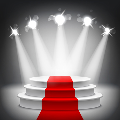 Podium with red carpet and spotlight vectors 06 spotlight Podium carpet   