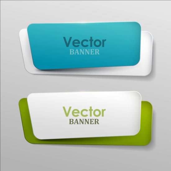 Colored paper banners set vector 01 paper colored banners   