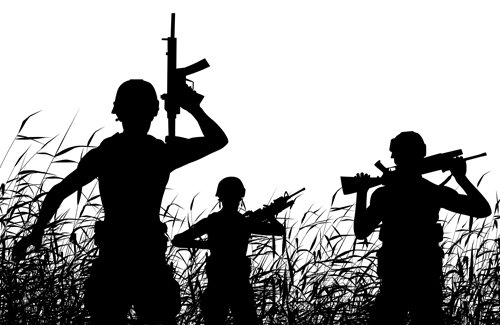 Soldier patrol silhouette vector material soldier silhouette patrol   