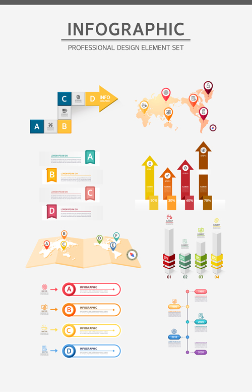 Infographic professional illustration vectors set 06 professional infographic illustration   