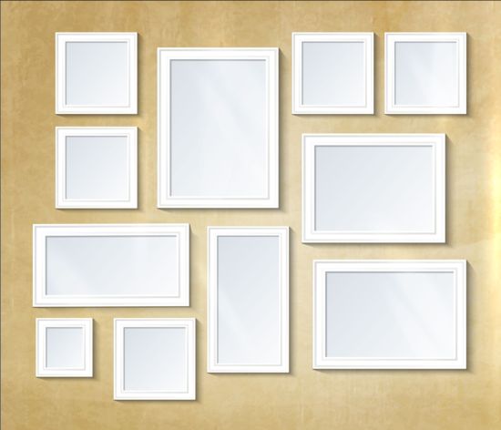 White photo frame with beige wall vector 04 white wall photo frame beige   