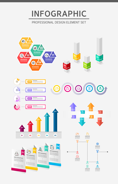 Infographic professional illustration vectors set 05 professional infographic illustration   