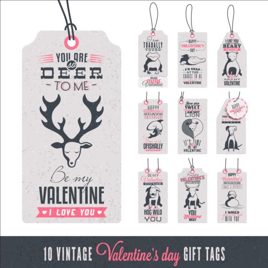 Valentines gift tags vintage vector vintage valentines tags gift   