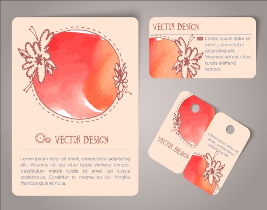 Vintage watercolor cards with tags vectors material 08 watercolor vintage tags cards   