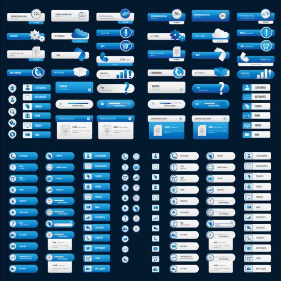 White with blue User buttons vector 02 white user buttons blue   