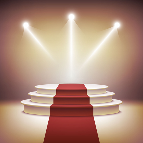 Podium with red carpet and spotlight vectors 02 spotlight Podium carpet   