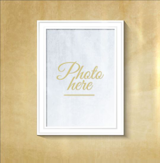 White photo frame with beige wall vector 02 white wall photo frame beige   