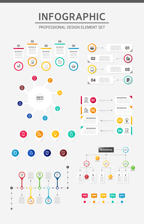 Infographic professional illustration vectors set 02 professional infographic illustration   