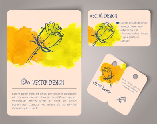 Vintage watercolor cards with tags vectors material 07 watercolor vintage tags cards   