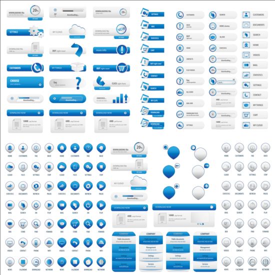 White with blue User buttons vector 01 white user buttons blue   