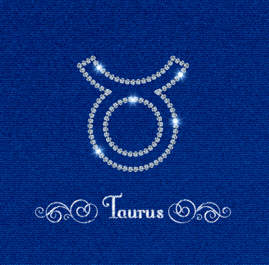 Zodiac sign Taurus with fabric background vector zodiac Taurus sign fabric background   