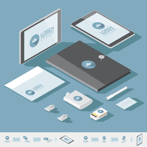 Isometric branding infographics template vector 09 isometric infographics branding   