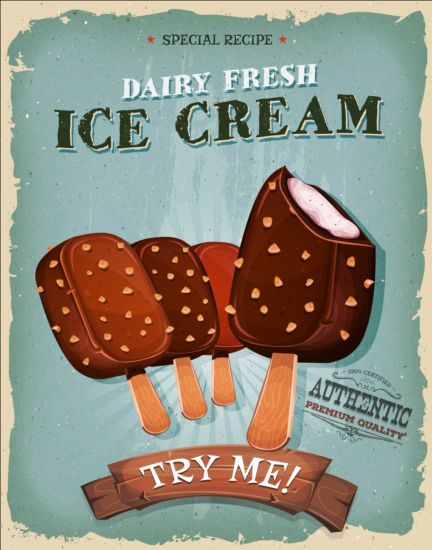 Ice cream poster vintage grunge vector vintage poster ice grunge cream   