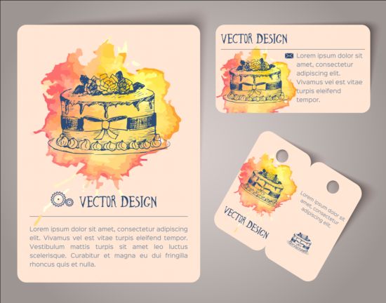 Vintage watercolor cards with tags vectors material 04 watercolor vintage tags cards   
