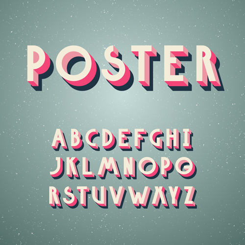3D poster alphabets font vector 02 poster font alphabets   