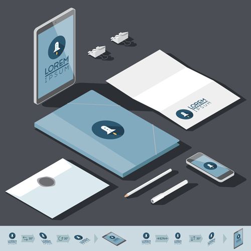 Isometric branding infographics template vector 06 isometric infographics branding   