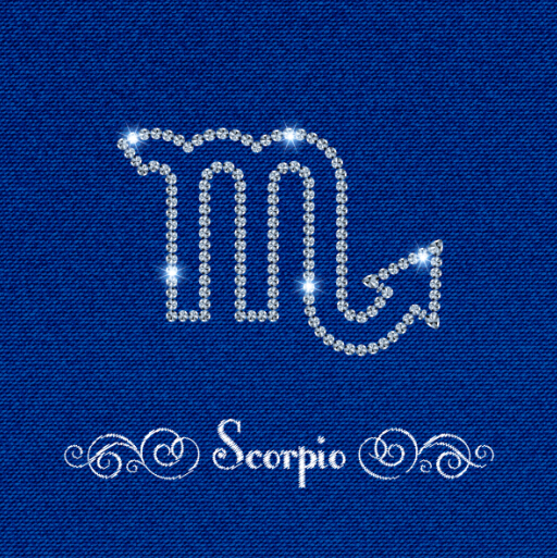 Zodiac sign Scorpio with fabric background vector zodiac sign Scorpio fabric background   