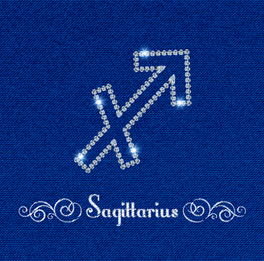 Zodiac sign Sagittarius with fabric background vector zodiac sign Sagittarius fabric background   