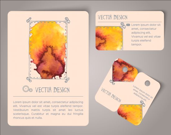 Vintage watercolor cards with tags vectors material 01 watercolor vintage tags cards   