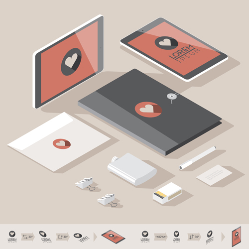 Isometric branding infographics template vector 03 isometric infographics branding   