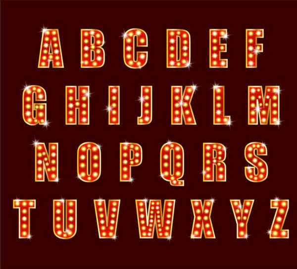 Colored neon alphabet vector design neon colored alphabet   