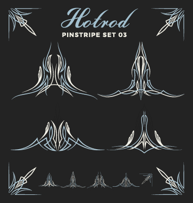 Hotrod pinstripe vector illustration set 03 Hotrod，pinstripe   