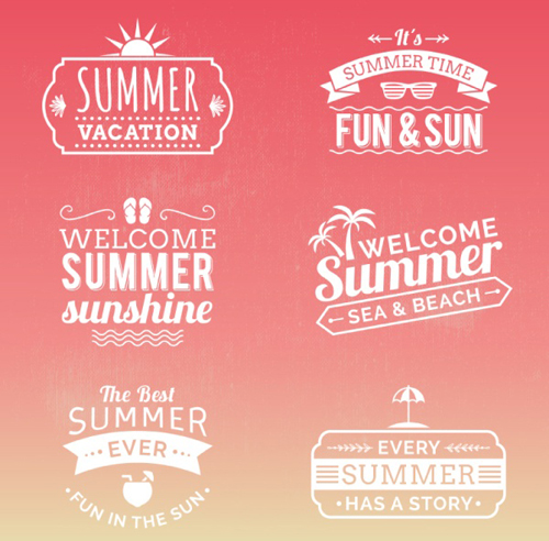 Summer holiday labels retro vector material summer Retro font material labels holiday   