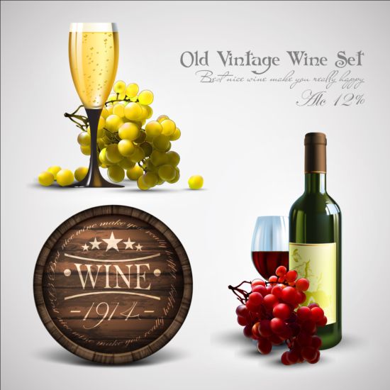 Vintage wine with wooden labels vector wooden vintage labels   