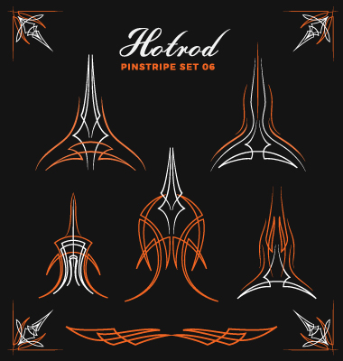 Hotrod pinstripe vector illustration set 06 Hotrod，pinstripe   