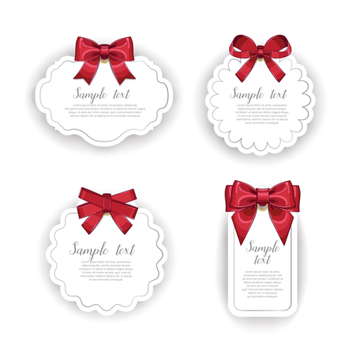 Red bow with white holiday cards vector 02 white red holiday cards bow   