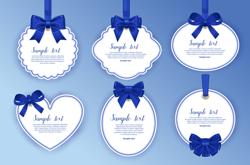 Blue bow with white holiday cards vector 02 white holiday cards bow blue   