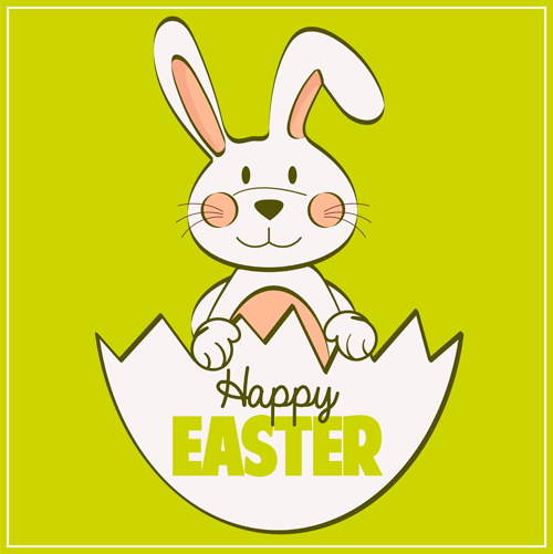 Cute rabbit with easter cards vectors graphics 08 rabbit graphics easter cute cards   