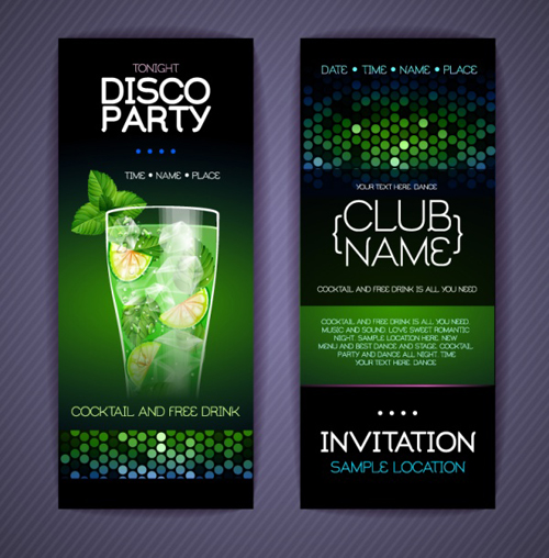 Disco party Invitation Cards vector party invitation disco cards   