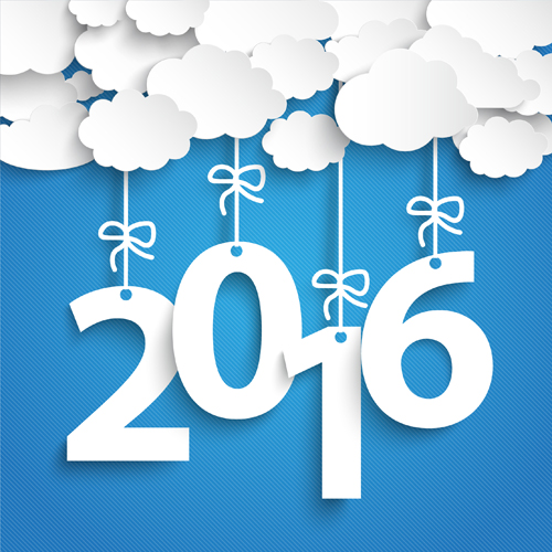 Paper cloud with 2016 new year vectors paper new year cloud 2016   