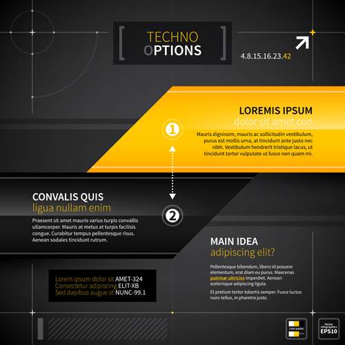 Black with yellow tech infographic vector 06 yellow tech infographic black   