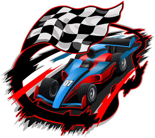 Car racing with flag vector material 03 racing flag car   