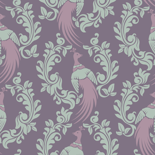 Birds with damask pattern seamless vector 02 seamless pattern damask birds   